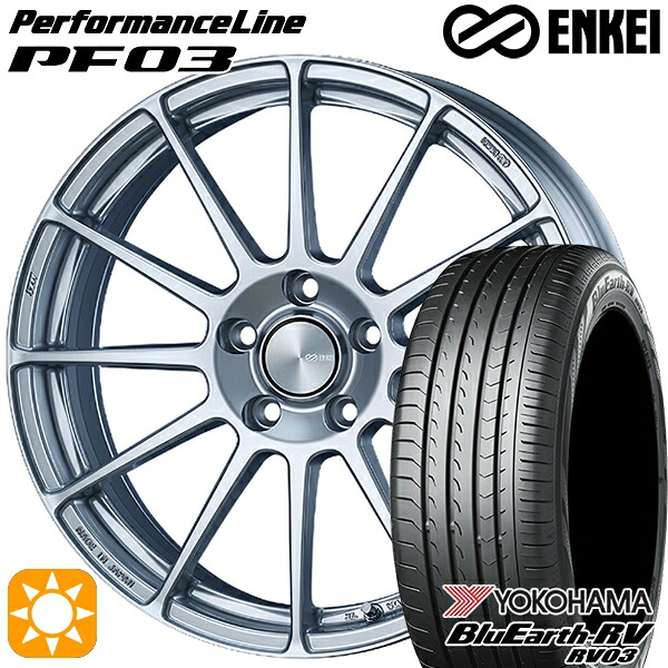 【取付対象】215/50R17 95V XL ヨコハマ ブルーアース RV03 ENKEI エンケイ パフォーマンスライン PF03 スパークルシルバー 17インチ 7.0J 5H100 サマータイヤホイールセット