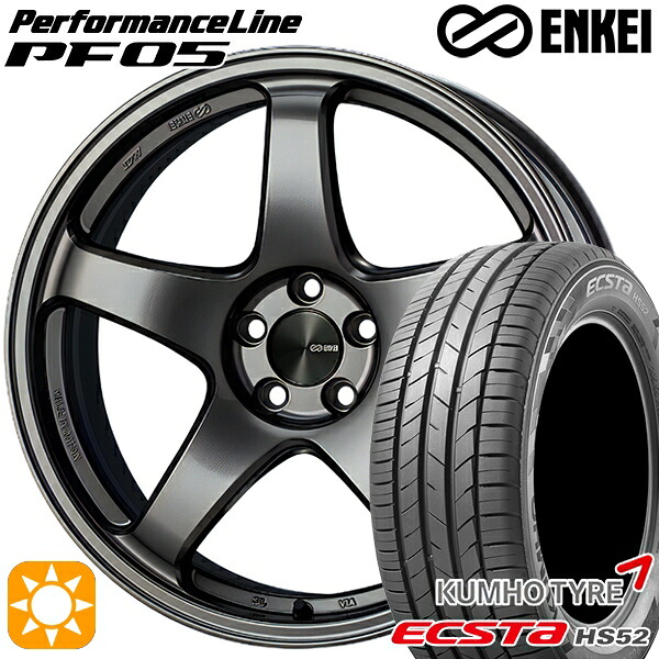 【取付対象】195/55R16 87V クムホ エクスタ HS52 ENKEI エンケイ パフォーマンスライン PF05 ダークシルバー 16インチ 6.5J 5H100 サマータイヤホイールセット |トレッド新横浜師岡店