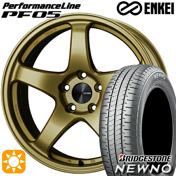 【取付対象】165/50R15 73V ブリヂストン ニューノ ENKEI エンケイ パフォーマンスライン PF05 ゴールド 15インチ 5.0J 4H100 サマータイヤホイールセット
