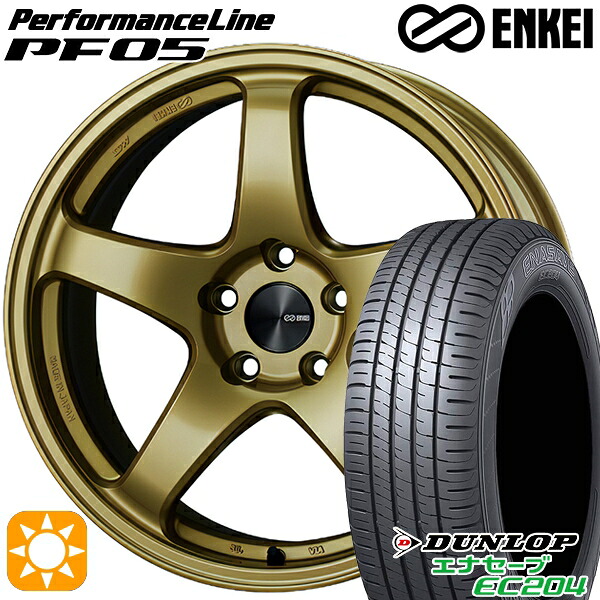 【取付対象】インプレッサXV 225/55R17 101W XL ダンロップ エナセーブ EC204 ENKEI エンケイ パフォーマンスライン PF05 ゴールド 17インチ 7.5J 5H100 サマータイヤホイールセット