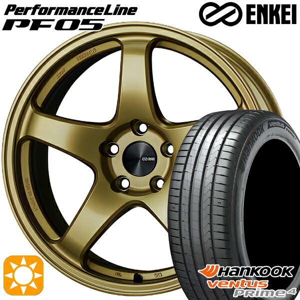 【取付対象】225/65R17 102H ハンコック veNtus PRime4 K135A ENKEI エンケイ パフォーマンスライン PF05 ゴールド 17インチ 7.0J 5H114.3 サマータイヤホイールセット