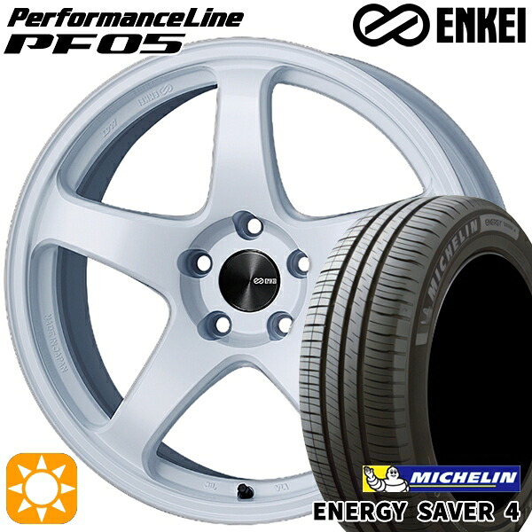 【取付対象】165/55R15 75V ミシュラン エナジーセイバー4 ENKEI エンケイ パフォーマンスライン PF05 ホワイト 15インチ 5.0J 4H100 サマータイヤホイールセット