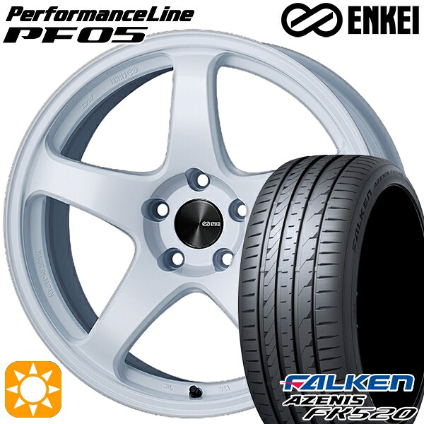 【取付対象】245/40R19 98Y XL ファルケン アゼニス FK520 ENKEI エンケイ パフォーマンスライン PF05 ホワイト 19インチ 8.0J 5H114.3 サマータイヤホイールセット