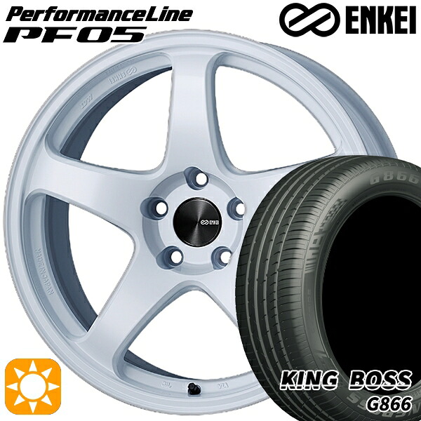 【取付対象】235/50R18 101W XL キングボス G866 ENKEI エンケイ パフォーマンスライン PF05 ホワイト 18インチ 7.5J 5H114.3 サマータイヤホイールセット |トレッド新横浜師岡店