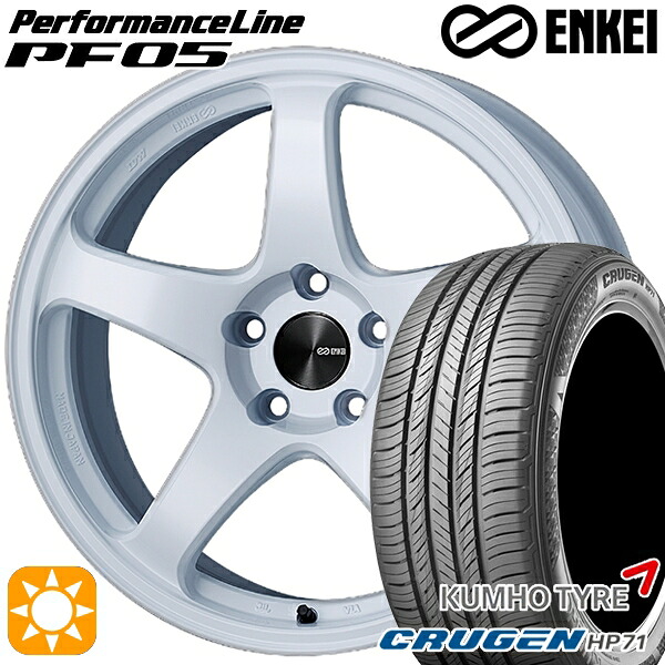 【取付対象】235/60R18 107V XL クムホ クルーゼン HP71 ENKEI エンケイ パフォーマンスライン PF05 ホワイト 18インチ 8.0J 5H114.3 サマータイヤホイールセット |トレッド新横浜師岡店