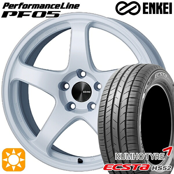 【取付対象】215/60R17 100V XL クムホ エクスタ HS52 ENKEI エンケイ パフォーマンスライン PF05 ホワイト 17インチ 7.5J 5H100 サマータイヤホイールセット
