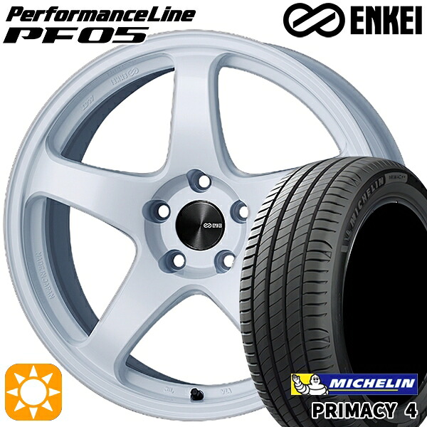 【取付対象】マークX レクサスIS 235/40R19 96W XL VOL ミシュラン プライマシー4 ENKEI エンケイ パフォーマンスライン PF05 ホワイト 19インチ 8.0J 5H114.3 サマータイヤホイールセット
