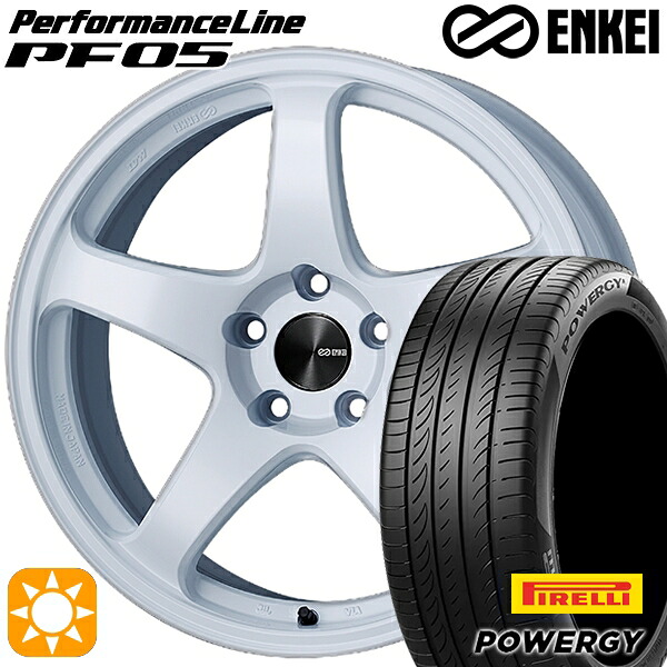 【取付対象】エクストレイル アテンザ 225/55R17 101W XL ピレリ パワジー ENKEI エンケイ パフォーマンスライン PF05 ホワイト 17インチ 7.0J 5H114.3 サマータイヤホイールセット |トレッド新横浜師岡店
