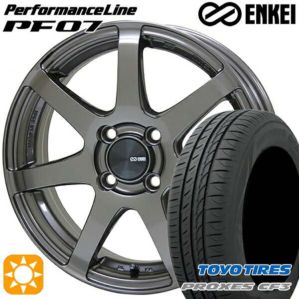 【取付対象】アクア ヤリス 195/50R16 88V XL トーヨー プロクセス CF3 ENKEI エンケイ パフォーマンスライン PF07 ダークシルバー 16インチ 6.5J 4H100 サマータイヤホイールセット