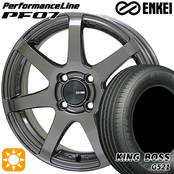 【取付対象】ライズ ロッキー 205/60R16 92V キングボス G521 ENKEI エンケイ パフォーマンスライン PF07 ダークシルバー 16インチ 6.5J 4H100 サマータイヤホイールセット |トレッド新横浜師岡店