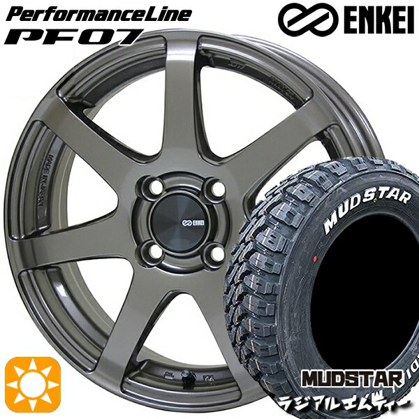 【取付対象】205/60R16 96T XL マッドスター ラジアル M/T ホワイトレター ENKEI エンケイ パフォーマンスライン PF07 ダークシルバー 16インチ 6.5J 4H100 サマータイヤホイールセット