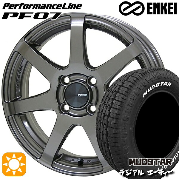 【取付対象】175/65R15 88H XL マッドスター ラジアル A/T ホワイトレター ENKEI エンケイ パフォーマンスライン PF07 ダークシルバー 15インチ 6.0J 4H100 サマータイヤホイールセット ｜トレッド新横浜師岡店