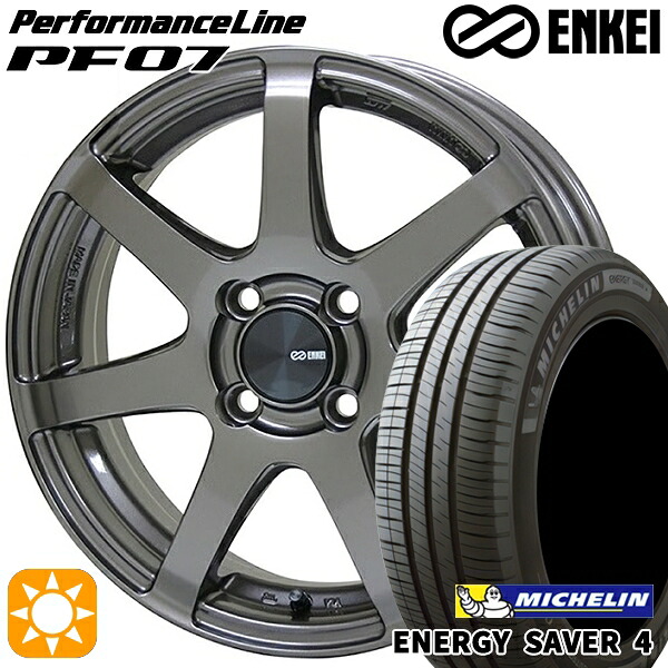 【取付対象】185/55R16 87V XL ミシュラン エナジーセイバー4 ENKEI エンケイ パフォーマンスライン PF07 ダークシルバー 16インチ 6.5J 4H100 サマータイヤホイールセット |トレッド新横浜師岡店