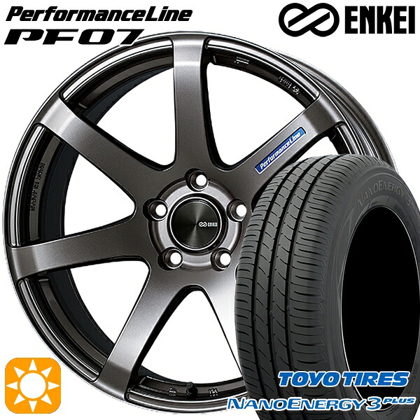 【取付対象】225/50R18 95W トーヨー ナノエナジー3プラス ENKEI エンケイ パフォーマンスライン PF07 ダークシルバー 18インチ 7.5J 5H114.3 サマータイヤホイールセット