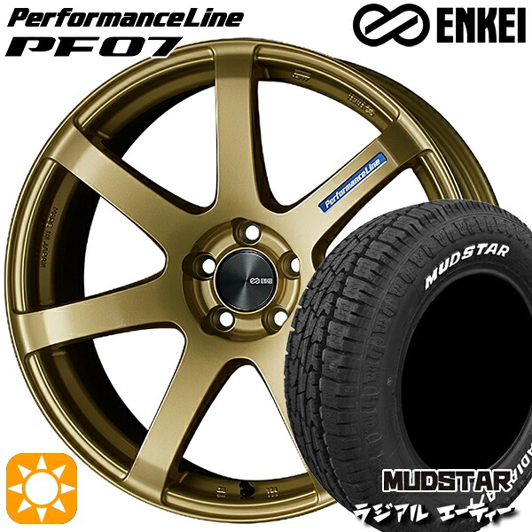 【取付対象】ハスラー 165/60R15 77S マッドスター ラジアル A/T ホワイトレター ENKEI エンケイ パフォーマンスライン PF07 ゴールド 15インチ 5.0J 4H100 サマータイヤホイールセット
