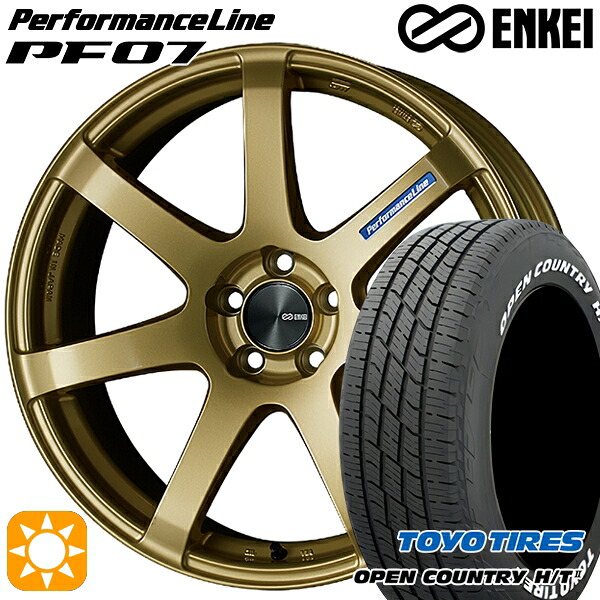 【取付対象】デリカD5 アウトランダー 225/55R18 98H トーヨー オープンカントリー H/T2 WL ENKEI エンケイ パフォーマンスライン PF07 ゴールド 18インチ 7.5J 5H114.3 サマータイヤホイールセット