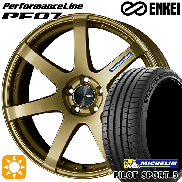 【取付対象】プリウスα クラウン 235/35R19 91Y XL ミシュラン パイロットスポーツ5 ENKEI エンケイ パフォーマンスライン PF07 ゴールド 19インチ 8.0J 5H114.3 サマータイヤホイールセット