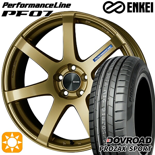 【取付対象】20/30系アルファード ヴェルファイア 235/50R18 101W XL DOVROAD プロザックススポーツ ENKEI エンケイ パフォーマンスライン PF07 ゴールド 18インチ 7.5J 5H114.3 サマータイヤホイールセット ｜トレッド新横浜師岡店
