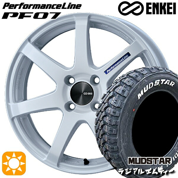 【取付対象】ハスラー 165/60R15 77S マッドスター ラジアル M/T ホワイトレター ENKEI エンケイ パフォーマンスライン PF07 パールホワイト 15インチ 5.0J 4H100 サマータイヤホイールセット