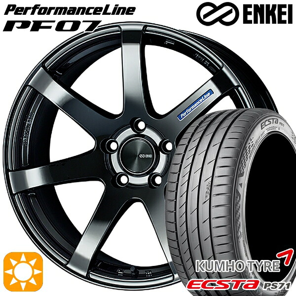 【取付対象】225/45R18 95W XL クムホ エクスタ PS71 ENKEI エンケイ パフォーマンスライン PF07 SBK 18インチ 7.5J 5H114.3 サマータイヤホイールセット |トレッド新横浜師岡店