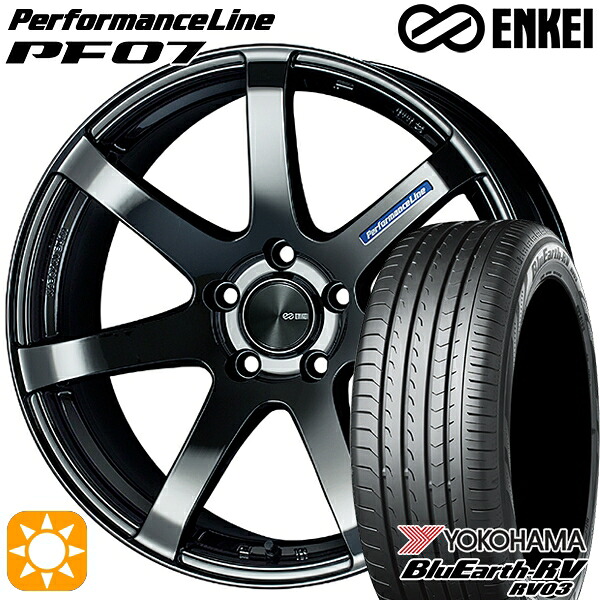 【取付対象】225/60R18 100H ヨコハマ ブルーアース RV03 ENKEI エンケイ パフォーマンスライン PF07 SBK 18インチ 7.5J 5H114.3 サマータイヤホイールセット