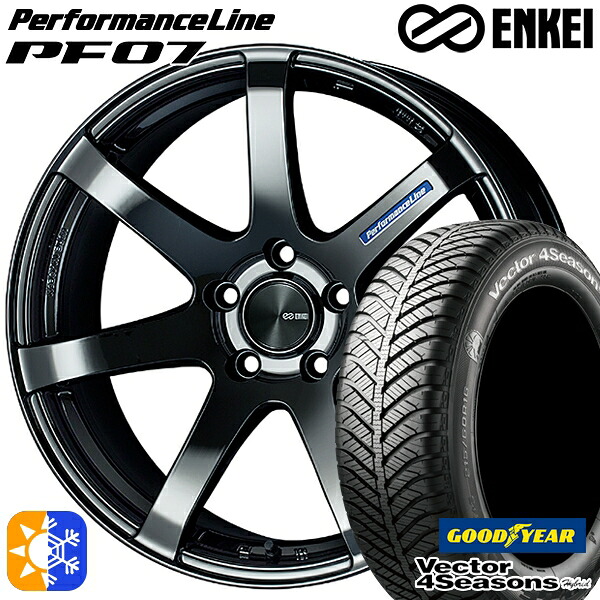 アクセラ アテンザ 215/45R18 89H グッドイヤー ベクター フォーシーズンズ ENKEI エンケイ パフォーマンスライン PF07 18インチ 7.5J 5H114.3 SBK オールシーズンタイヤホイールセット