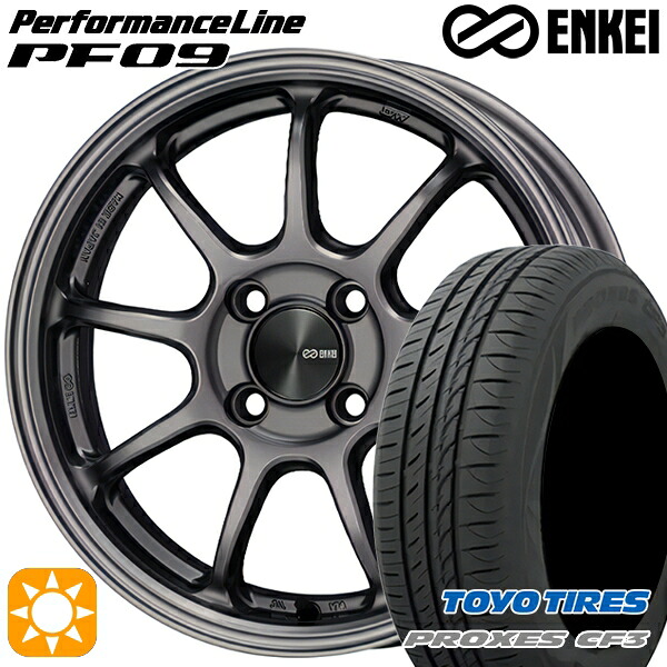 【取付対象】アクア ヤリス 195/50R16 88V XL トーヨー プロクセス CF3 ENKEI エンケイ パフォーマンスライン PF09 ダークシルバー 16インチ 6.5J 4H100 サマータイヤホイールセット