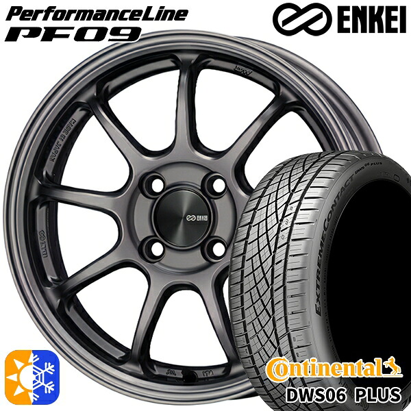195/50R16 84W コンチネンタル DWS06+ ENKEI エンケイ パフォーマンスライン PF09 ダークシルバー 16インチ 6.5J 4H100 オールシーズンタイヤホイールセット