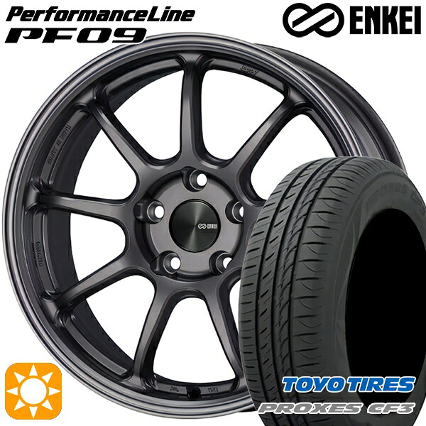 【取付対象】インプレッサXV フォレスターSH 225/55R17 101V XL トーヨー プロクセス CF3 ENKEI エンケイ パフォーマンスライン PF09 ダークシルバー 17インチ 7.5J 5H100 サマータイヤホイールセット |トレッド新横浜師岡店