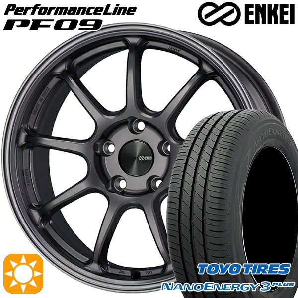 【取付対象】225/50R18 95W トーヨー ナノエナジー3プラス ENKEI エンケイ パフォーマンスライン PF09 ダークシルバー 18インチ 7.5J 5H114.3 サマータイヤホイールセット
