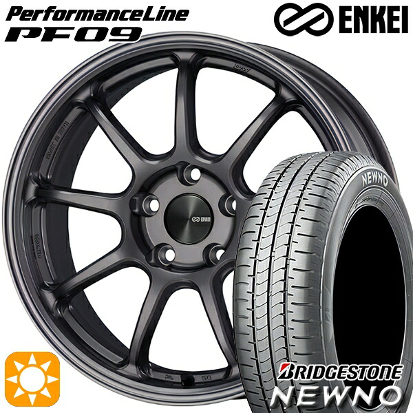 【取付対象】215/45R17 91W XL ブリヂストン ニューノ ENKEI エンケイ パフォーマンスライン PF09 ダークシルバー 17インチ 7.0J 5H100 サマータイヤホイールセット |トレッド新横浜師岡店