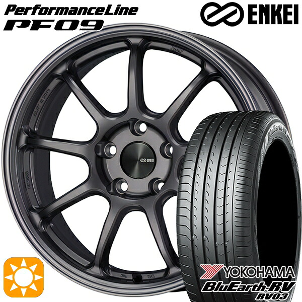 【取付対象】235/50R18 101V XL ヨコハマ ブルーアース RV03 ENKEI エンケイ パフォーマンスライン PF09 ダークシルバー 18インチ 7.5J 5H114.3 サマータイヤホイールセット ｜トレッド新横浜師岡店