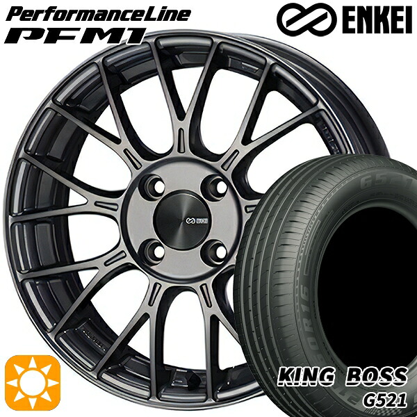【取付対象】175/65R15 84H キングボス G521 ENKEI エンケイ パフォーマンスライン PFM1 ダークシルバー 15インチ 6.0J 4H100 サマータイヤホイールセット