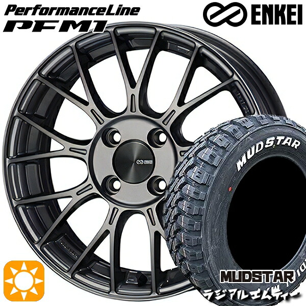 【取付対象】ライズ ロッキー 215/60R16 99T XL マッドスター ラジアル M/T ホワイトレター ENKEI エンケイ パフォーマンスライン PFM1 ダークシルバー 16インチ 6.5J 4H100 サマータイヤホイールセット |トレッド新横浜師岡店