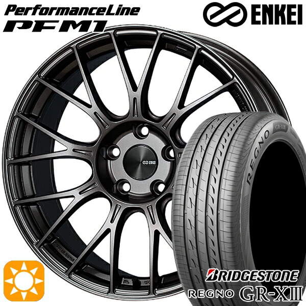 【取付対象】30/50プリウス カローラスポーツ 205/55R16 91V ブリヂストン レグノ GR-X3 ENKEI エンケイ パフォーマンスライン PFM1 ダークシルバー 16インチ 6.5J 5H100 サマータイヤホイールセット |トレッド新横浜師岡店