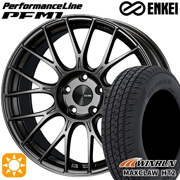【取付対象】225/65R17 102H ウィンラン マックスクロウ HT2 ENKEI エンケイ パフォーマンスライン PFM1 ダークシルバー 17インチ 7.5J 5H114.3 サマータイヤホイールセット