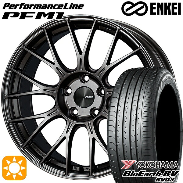 【取付対象】225/40R19 93W XL ヨコハマ ブルーアース RV03 ENKEI エンケイ パフォーマンスライン PFM1 ダークシルバー 19インチ 8.0J 5H114.3 サマータイヤホイールセット |トレッド新横浜師岡店