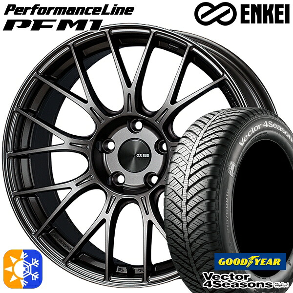 フォレスター 215/55R17 94H グッドイヤー ベクター フォーシーズンズ ENKEI エンケイ パフォーマンスライン PFM1 17インチ 7.0J 5H100 ダークシルバー オールシーズンタイヤホイールセット |トレッド新横浜師岡店