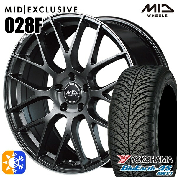 235/50R18 101Y XL ヨコハマ ブルーアース 4S AW21 MID RMP 028F セミグロスGM/リムDCロゴMC 18インチ 8.0J 5H114.3 オールシーズンタイヤホイールセット