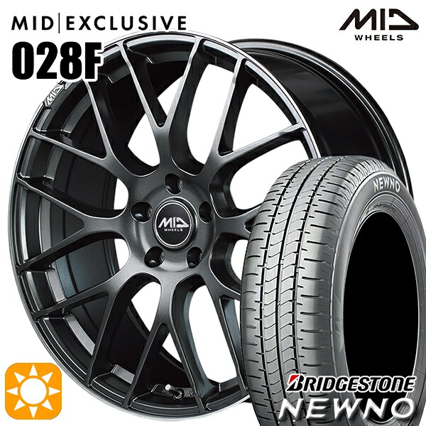 【取付対象】225/55R18 98V ブリヂストン ニューノ MID RMP 028F セミグロスGM/リムDCロゴMC 18インチ 7.0J 5H114.3 サマータイヤホイールセット