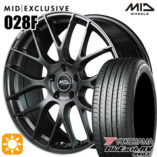 【取付対象】245/40R19 98W XL ヨコハマ ブルーアース RV03 MID RMP 028F セミグロスGM/リムDCロゴMC 19インチ 8.0J 5H114.3 サマータイヤホイールセット