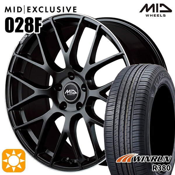 【取付対象】マツダ6 エクストレイル 225/60R18 104V XL ウィンラン R380 MID RMP 028F セミグロスBK/リムエッジDCロゴMC 18インチ 7.0J 5H114.3 サマータイヤホイールセット