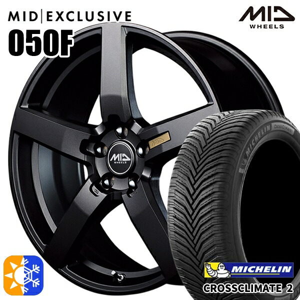 アウトランダー デリカD5 225/55R18 98V ミシュラン クロスクライメート2 MID RMP 050F セミグロスガンメタ 18インチ 7.0J 5H114.3 オールシーズンタイヤホイールセット
