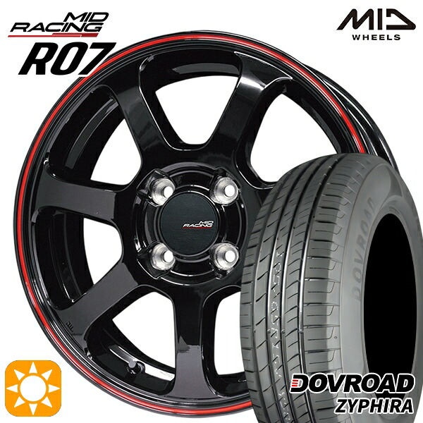 【取付対象】ライズ ロッキー 205/60R16 92V DOVROAD ザイファイラ MID RMPレーシング R07 ブラック/リムレッドライン 16インチ 6.0J 4H100 サマータイヤホイールセット ｜トレッド新横浜師岡店