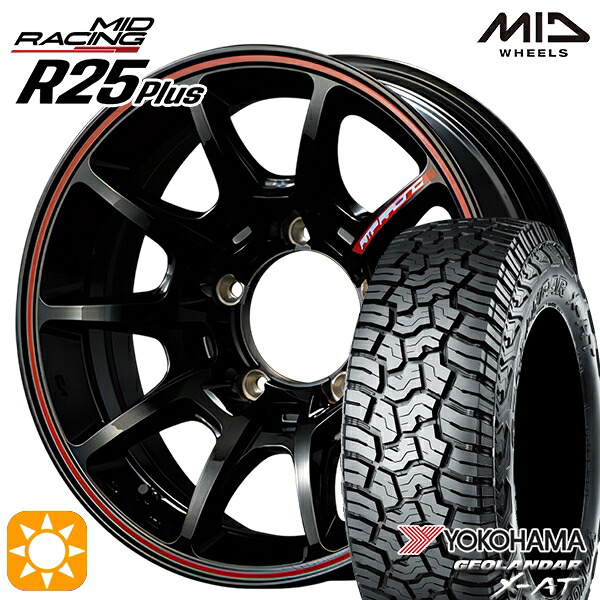 【取付対象】195R16C 104/202Q ヨコハマ ジオランダーX-AT G016 MID RMPレーシング R25+ ブラックリムレッドライン 16インチ 5.5J 5H139.7 サマータイヤホイールセット ｜トレッド新横浜師岡店
