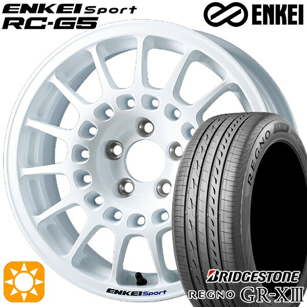 【取付対象】フィット アクア 185/60R15 84H ブリヂストン レグノ GR-X3 ENKEI エンケイ エンケイ スポーツ RC-G5 ホワイト 15インチ 6.5J 4H100 サマータイヤホイールセット