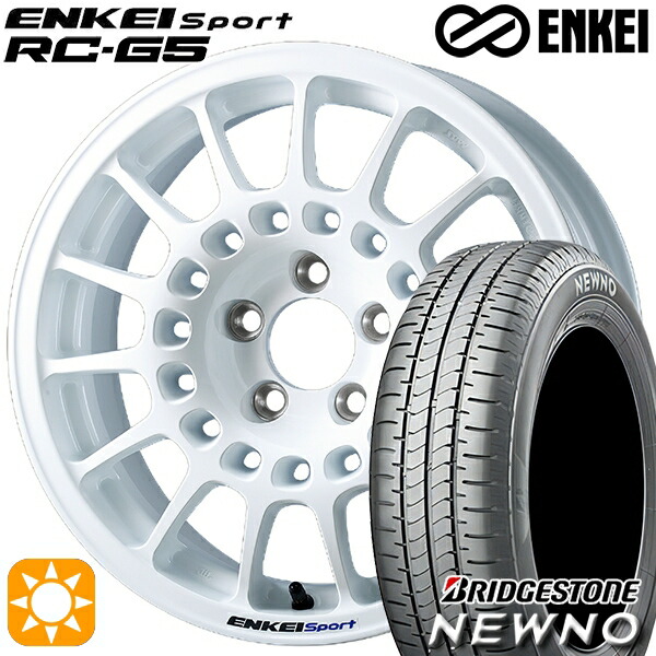 【取付対象】175/65R15 84S ブリヂストン ニューノ ENKEI エンケイ エンケイ スポーツ RC-G5 ホワイト 15インチ 6.5J 4H100 サマータイヤホイールセット