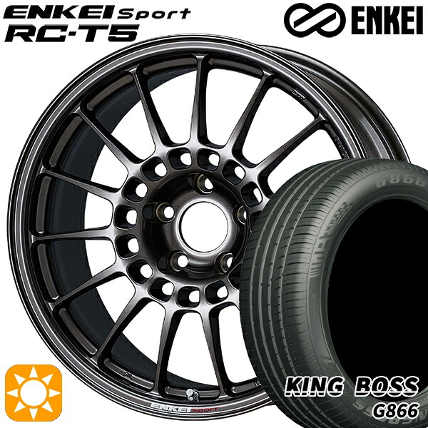 【取付対象】205/50R17 93W XL キングボス G866 ENKEI エンケイスポーツ RC-T5 ダークシルバー 17インチ 7.0J 5H114.3 サマータイヤホイールセット
