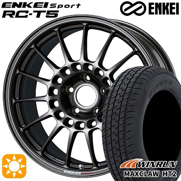 【取付対象】225/65R17 102H ウィンラン マックスクロウ HT2 ENKEI エンケイスポーツ RC-T5 ダークシルバー 17インチ 7.0J 5H114.3 サマータイヤホイールセット
