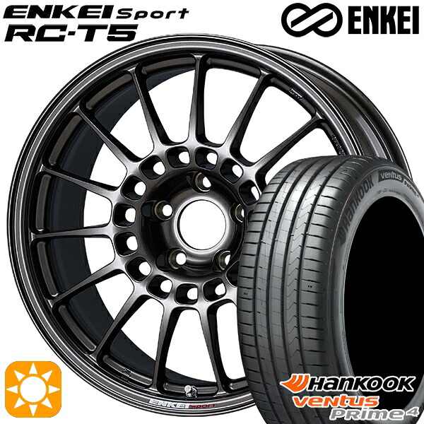 【取付対象】205/50R17 93W XL ハンコック veNtus PRime4 K135 ENKEI エンケイスポーツ RC-T5 ダークシルバー 17インチ 7.0J 5H114.3 サマータイヤホイールセット